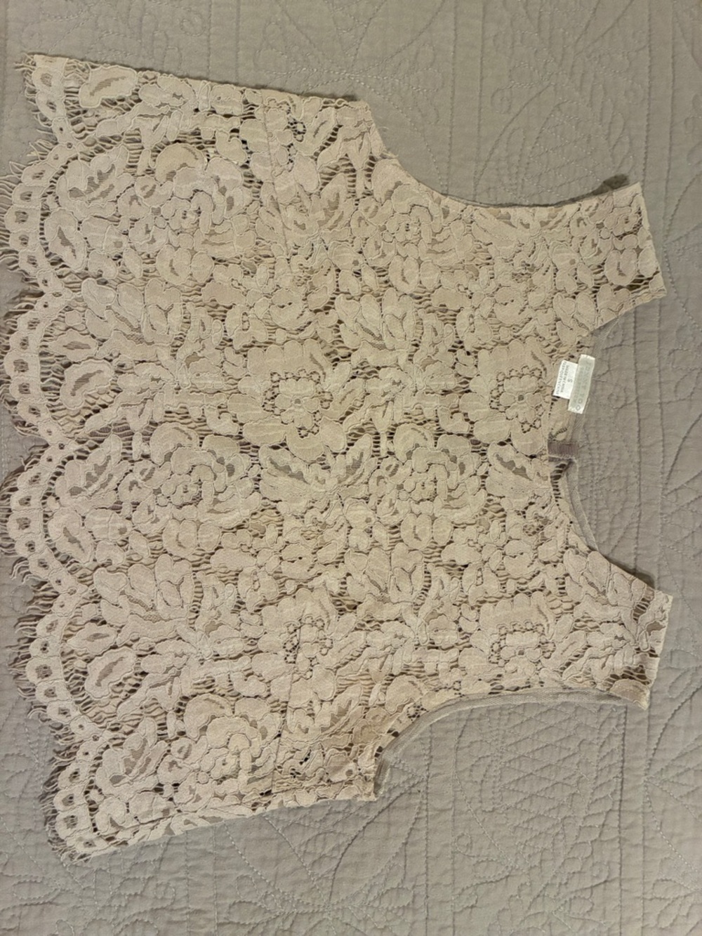 Anthropologie Jessica Yoo Cream Lace Sleeveless Crop Top, size S